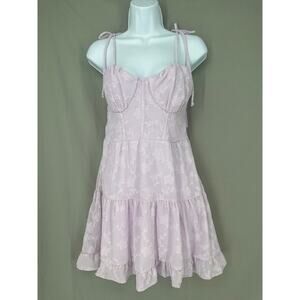 Wild Fable Dress Womens Small Purple Mini Lavender Pastel Tiered Milkmaid Boho